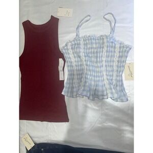 Target Top Bundle Universal Thread Plaid Cami & A New Day Ribbed Tank Small NWT